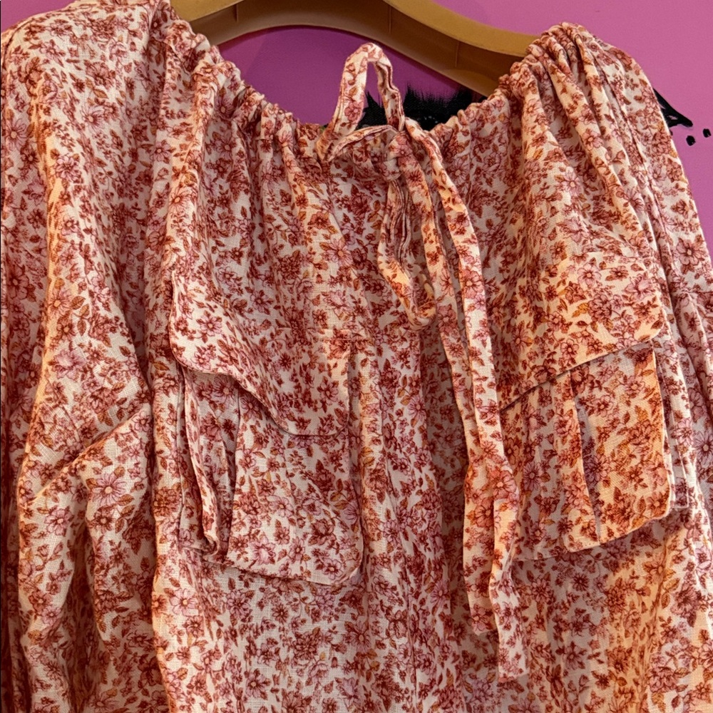 NWOT Zimmermann Pink Floral Tie-Neck Blouse - Picture 5 of 12